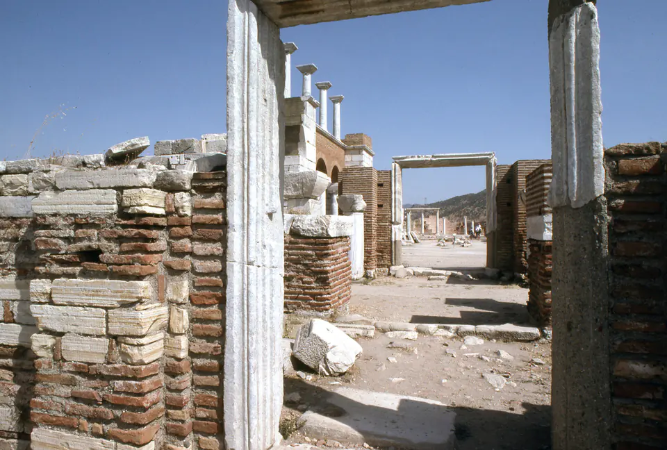 Brick-and-stone walls and columns of the Basilica of St John