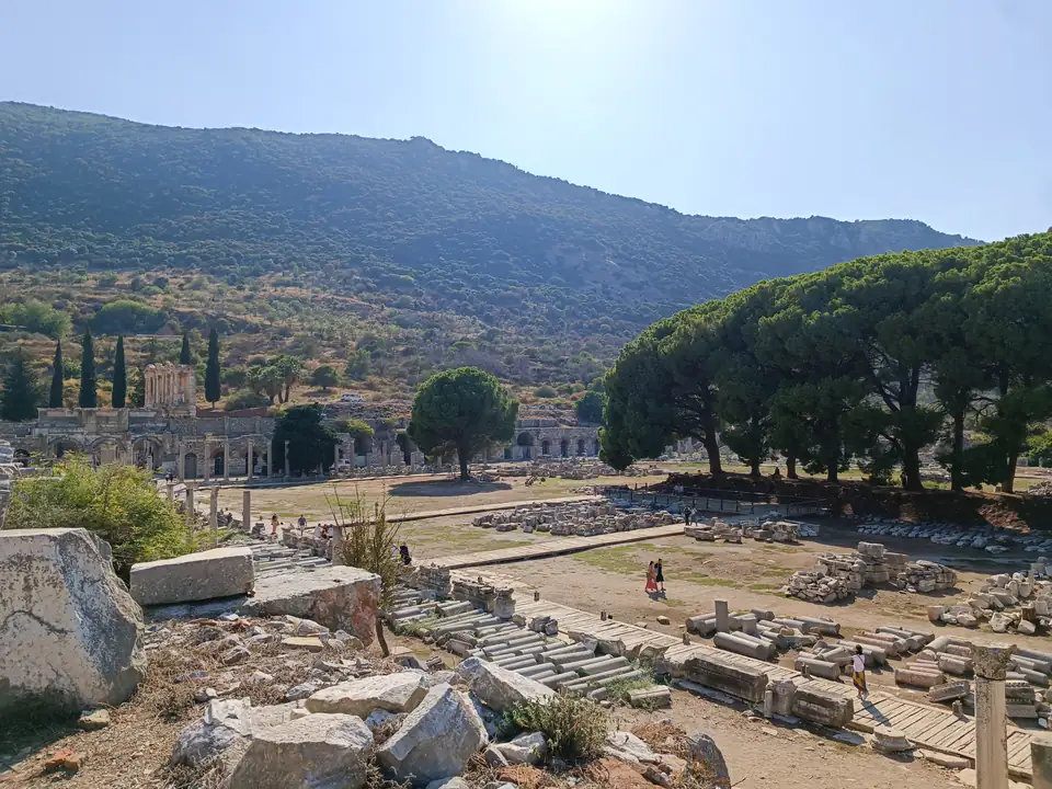 The Commercial Agora under the hills on a hazy day