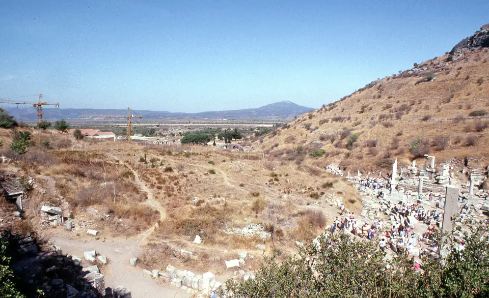 The valley below Ephesus from the upper city, with crowds far below
