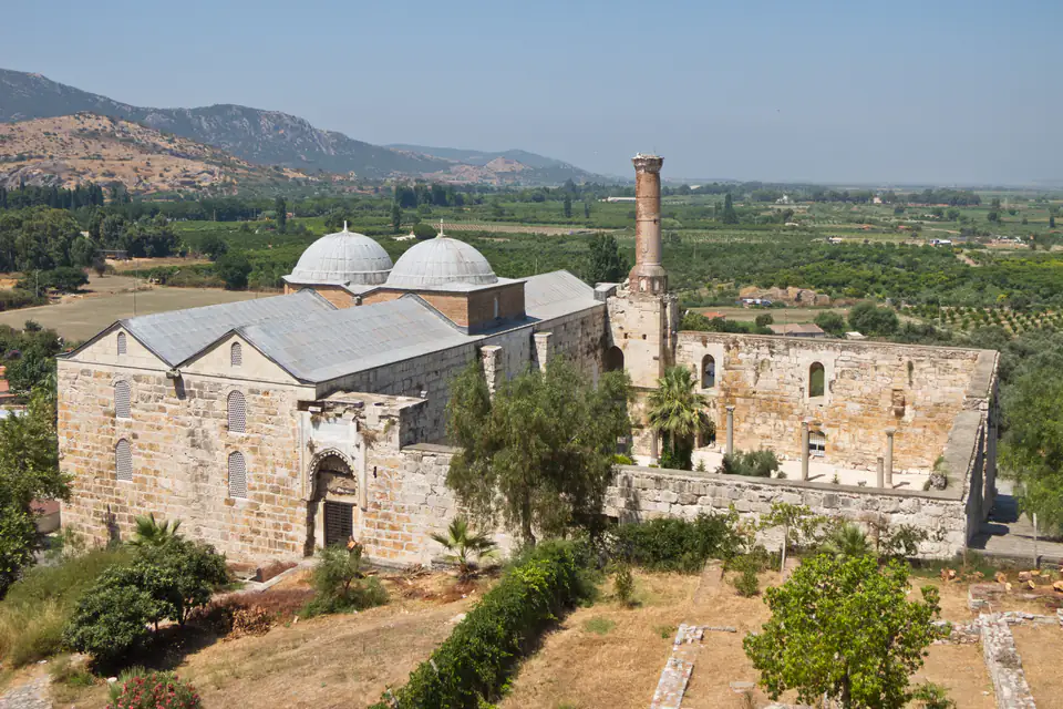 The İsa Bey Mosque seen from Ayasuluk hill, with the plain beyond