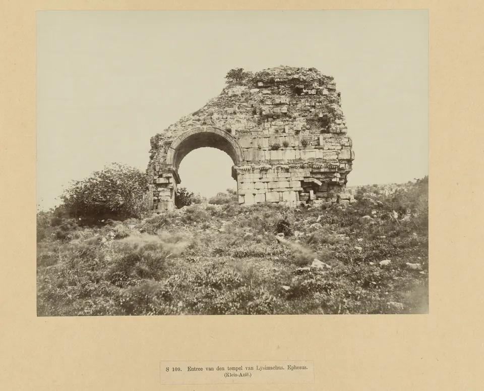 19th-century photograph of the ruined stadium gate arch at Ephesus